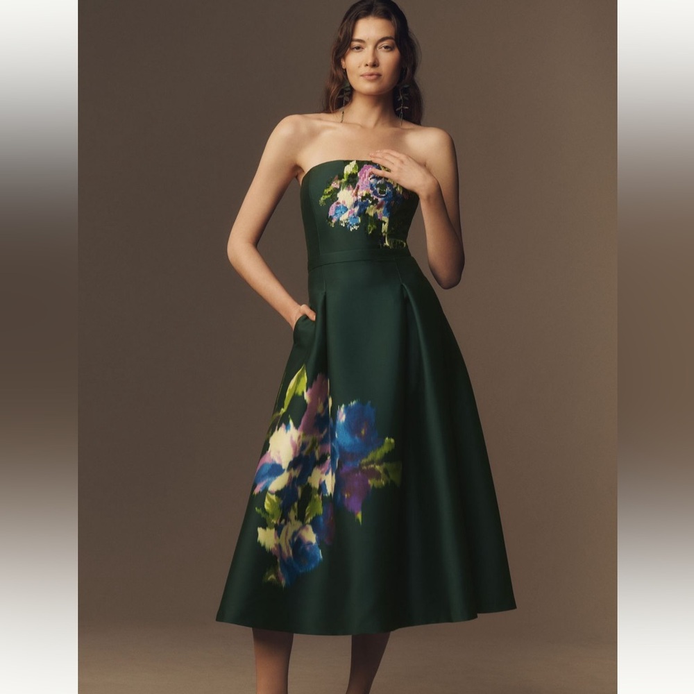 NWT Shay Dress: Forest Green Placement Ikat
